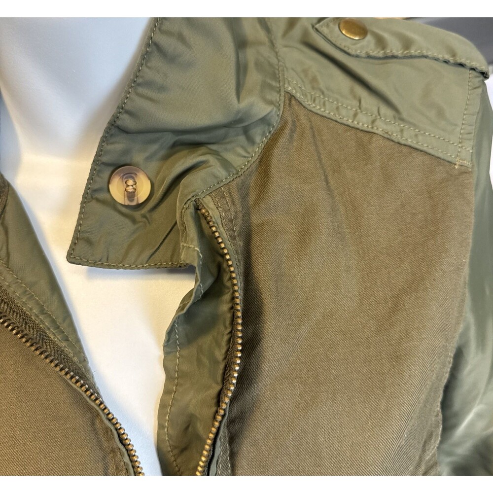 Lucky Brand Olive Military Utility Jacket S Small 7WP3001 Nylon Trim Drawstring - Picture 4 of 16